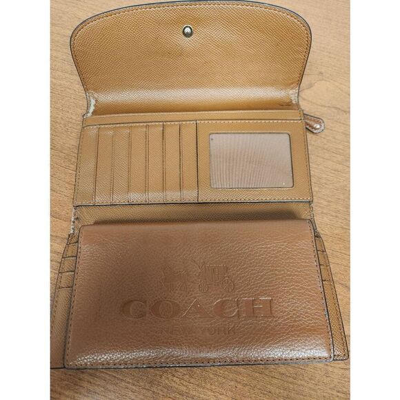 Coach BROWN Camel color Authentic Coach wallet F52715 AND CHECKBOOK COVER - Picture 9 of 16